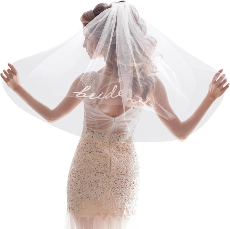 Waliah Bride To Be Embroidered Veil, Bride Veil for Bachelorette Party White Veils for Brides Accessories for Bridal Showers Favor - Image 2